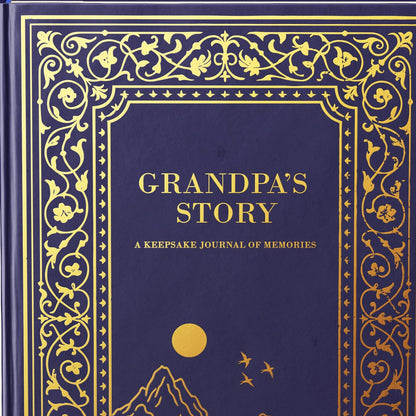 Book titled 'Grandpa's Story' with decorative cover on a white background